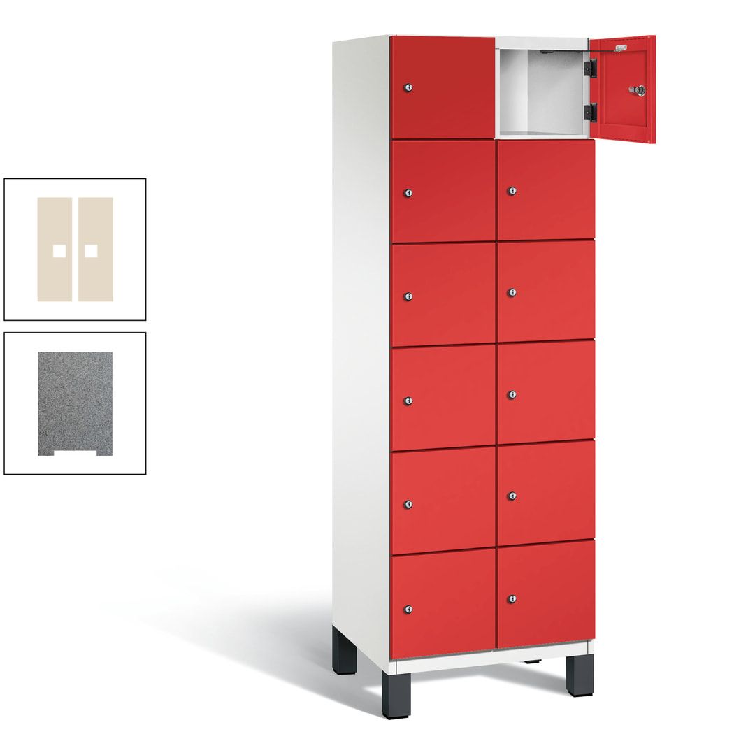 Fächerschrank, Stahlschrank, 12 Fächer, Türöffnungsbegrenzer, Füße, 1.980 x 600 x 525 mm (HxBxT), Korpus anthrazitgrau, Front anthrazitgrau