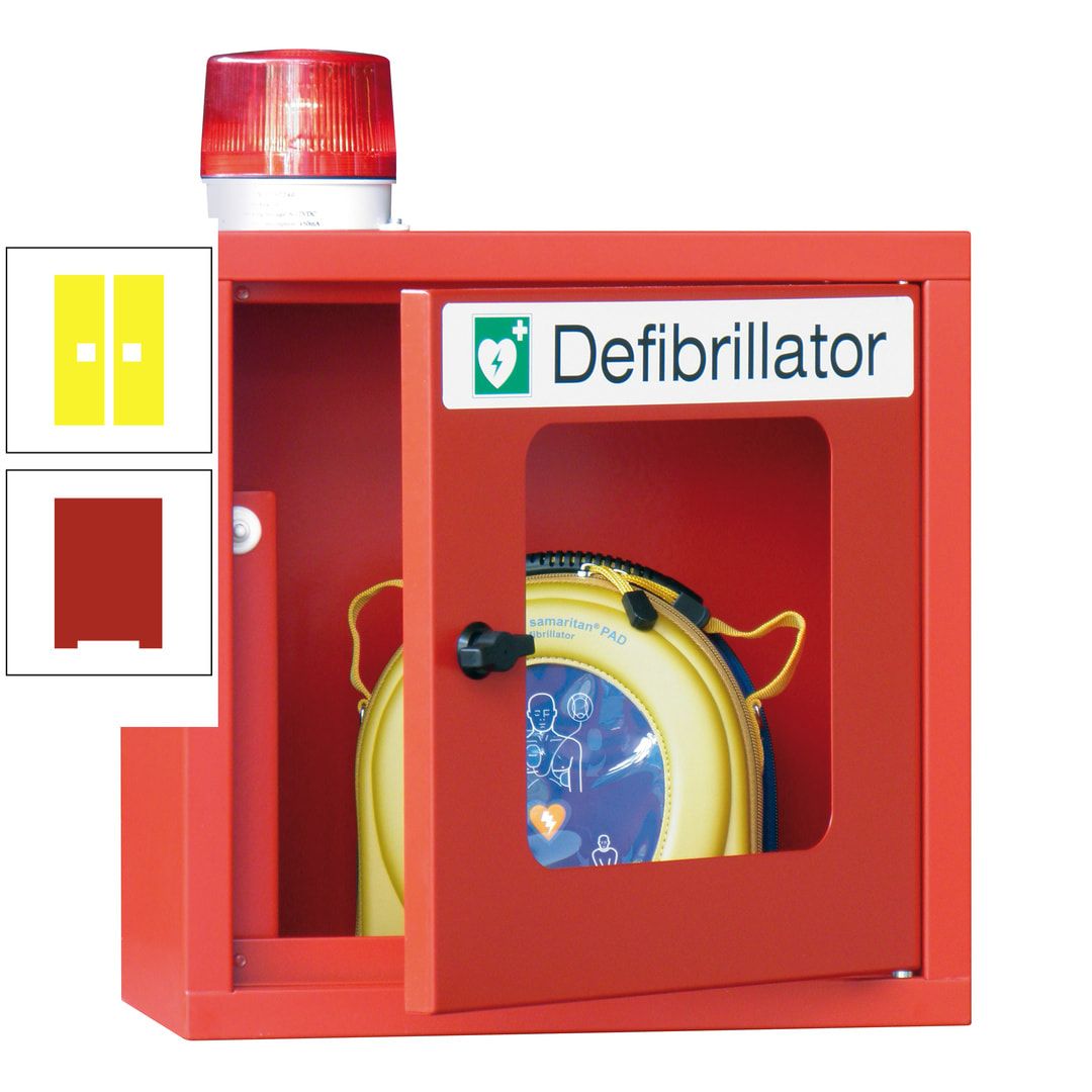 Defibrillatorenschrank mit akustischem und optischem Alarm - 490 x 400 x 200 mm (HxBxT) - Sichtfenster - anthrazitgrau