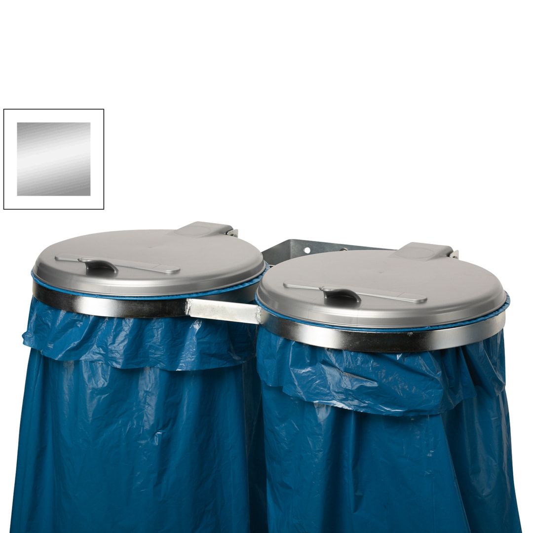Müllsackhalter zur Wandmontage - für einen 120 l Sack - 400 x 510 mm (BxT) - enzianblau - Deckel Feuerverzinkt