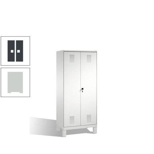 Doppel-Spind, Doppeltüren, Garderobenschrank mit Füßen, 2 Abteile a 400 mm, Korpus anthrazitgrau, Tür anthrazitgrau, 1.850 x 800 x 500 mm (HxBxT)