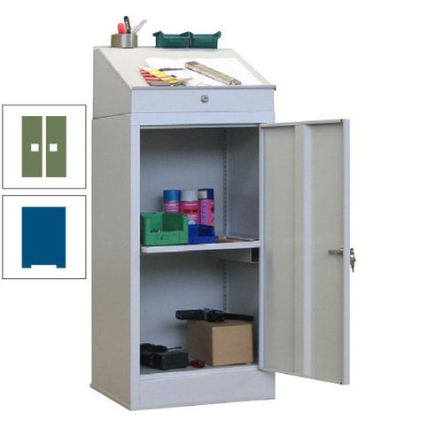 Stehpult mit Schrank - Vollblechtür - Zylinderschloss - 1 Ausziehboden - 1.270x500x500 mm (HxBxT) - anthrazitgrau