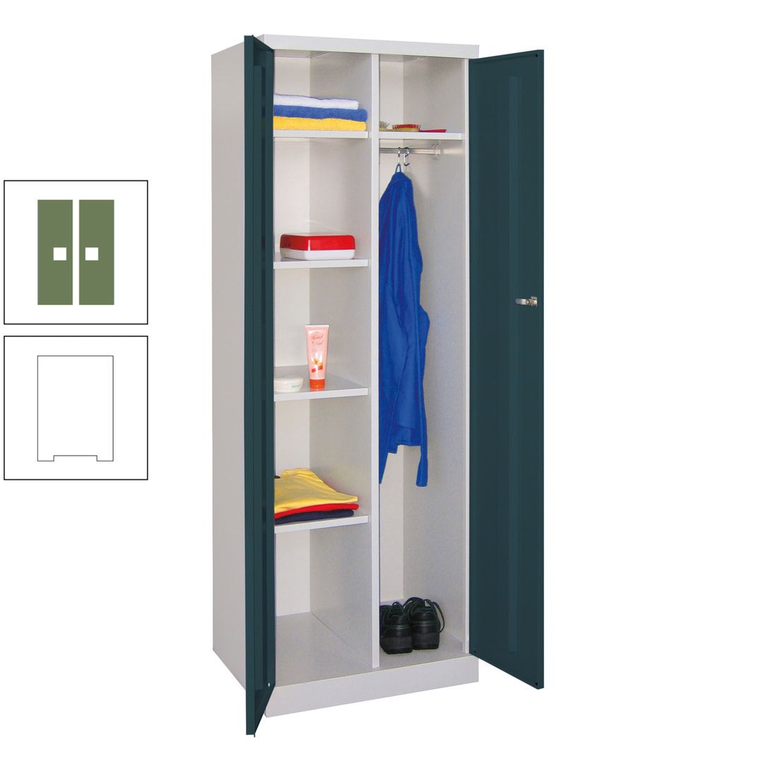 Kleiderschrank mit Sockel - Spind - 1 Abteil mit Trennwand - 1.800x600x500 mm (HxBxT) - Zylinderschloss - anthrazitgrau
