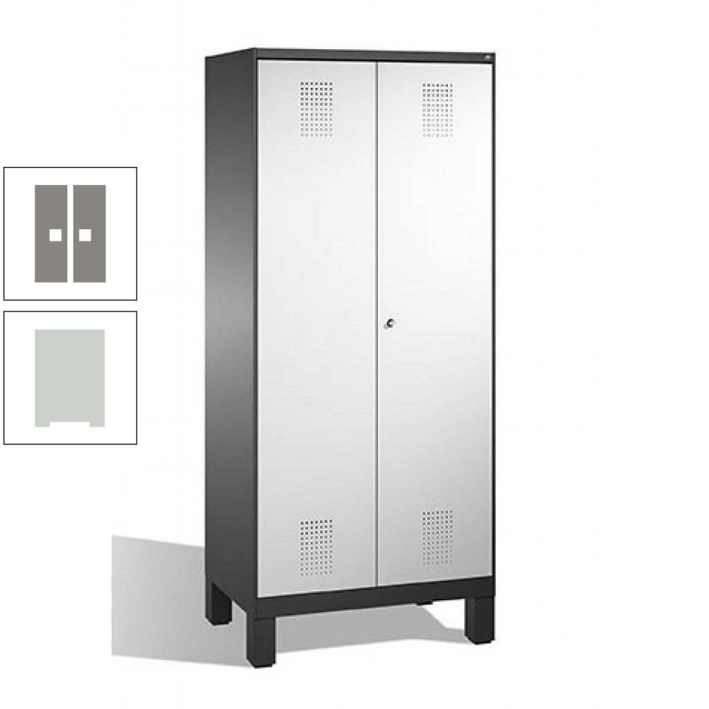 Mehrzweckschrank, Doppeltüren, auf Füßen, 2 Abteile a 400 mm, Korpus anthrazitgrau, Tür anthrazitgrau, 1.850 x 800 x 500 mm (HxBxT)