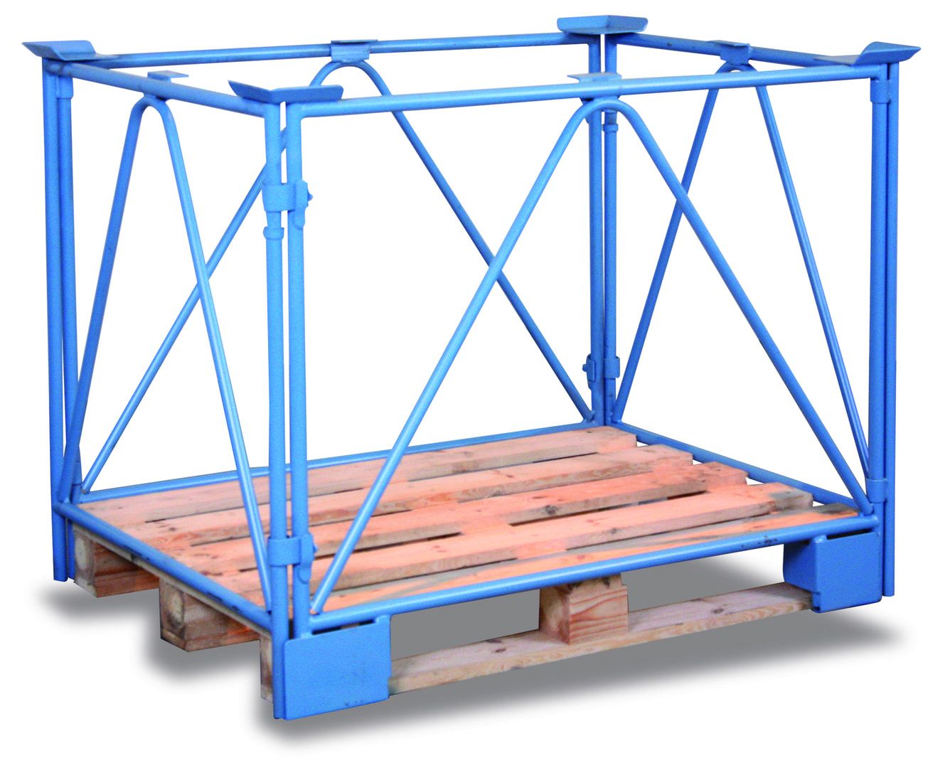 Palettenaufsatzrahmen für Europalette - 2.000 kg - Höhe 1.000 mm - 3-fach stapelbar - Diagonalstreben - lichtblau