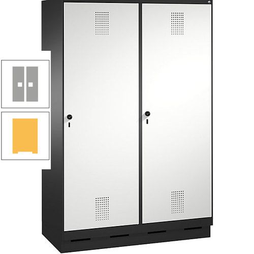 Doppel-Spind, Garderobenschrank, 2 Türen für 4 Abteile a 300 mm, Korpus anthrazitgrau, Türen anthrazitgrau, 1.800 x 1.200 x 500 mm (HxBxT)