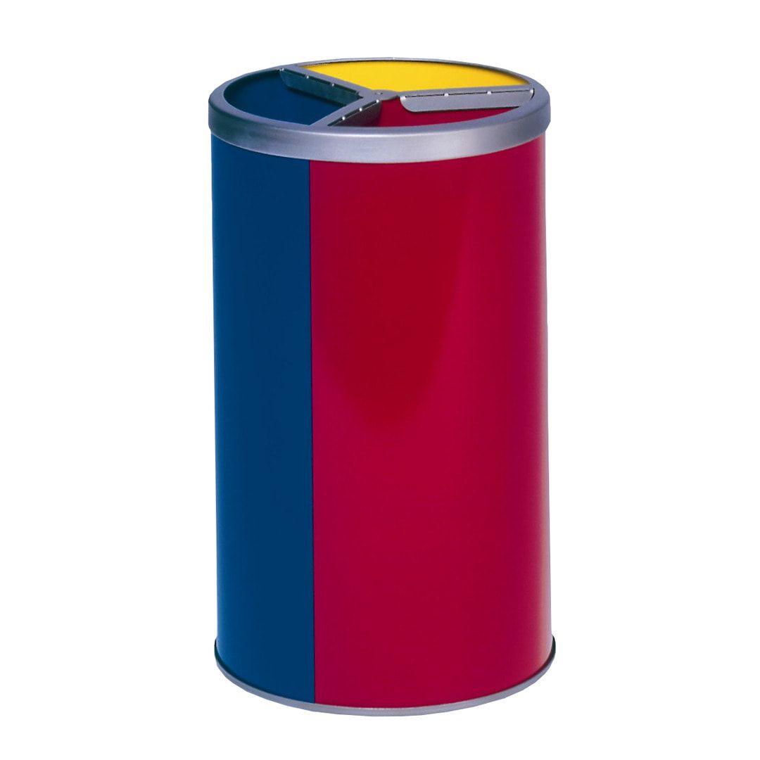 Runde Wertstoffstation - Edelstahl - Volumen 3 x 30 l
