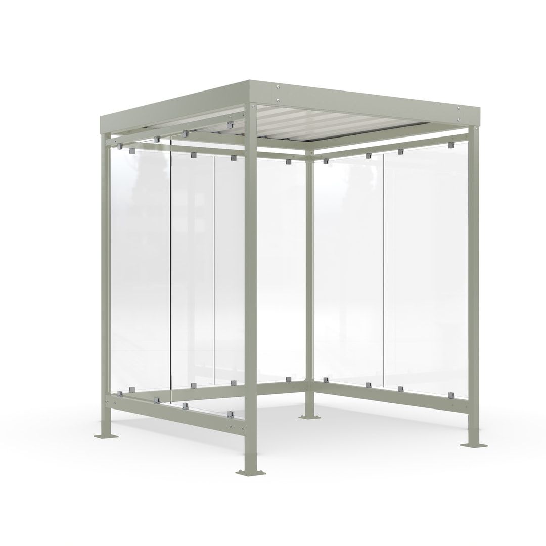 Raucherunterstand, Bushaltestelle, 6-7 Personen, 6 Wände, 2.510 x 2.165 x 2.165 mm (HxBxT), Maigrün