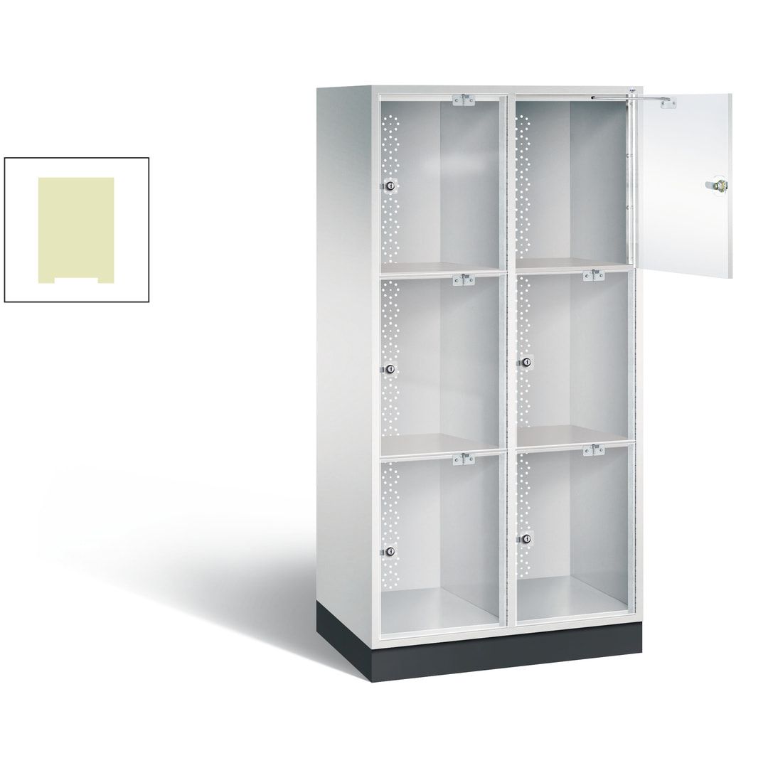 Schließfachschrank, Fächerschrank mit Türen aus Acrylglas, 2 Abteile, 6 Fächer, Zylinderschloss, 1.750 x 820 x 500 mm (HxBxT), Korpus anthrazitgrau