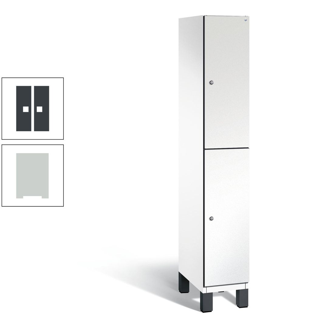 Fächerschrank, Stahlschrank, doppelstöckig, 2 Fächer, Füße, Korpus anthrazitgrau, Tür anthrazitgrau, 1.980 x 300 x 525 mm (HxBxT)