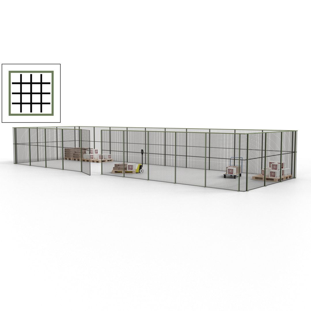 Maschinen Schutzgitter - Hallentrennwand - Sicherheitszaun - Tür - 39 m - 2.200 x 15.400 x 4.900 mm (HxBxT) - enzianblau