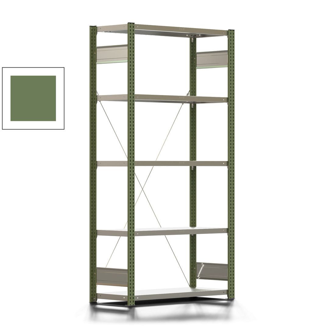 Fachbodenregal mit Tiefenriegel - 350 kg - 2.000 x 1.005 x 426 mm (HxBxT) - Anbauregal - 5 Böden - enzianblau - Lagerregal - Steckregal BERT