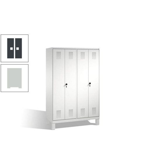 Doppel-Spind, Doppeltüren, Garderobenschrank mit Füßen, 4 Abteile a 300 mm, Korpus anthrazitgrau, Tür anthrazitgrau, 1.850 x 1.200 x 500 mm (HxBxT)