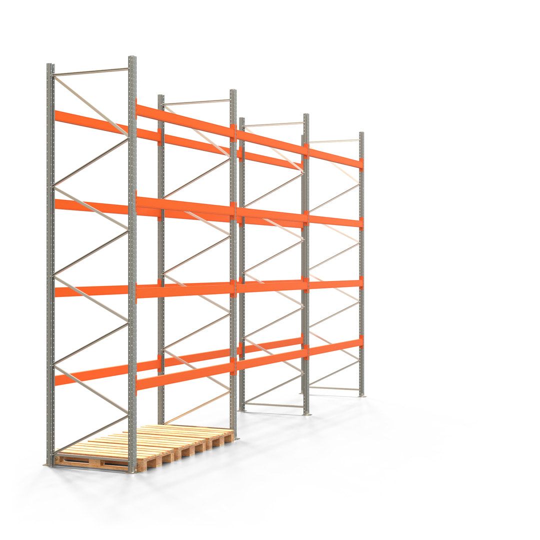 Palettenregal ARTUS - 5 Ebenen - Fachlast 2.100 kg - 4.500 x 11.225 x 1.100 mm (HxBxT) - 4 Felder - Schwerlastregal