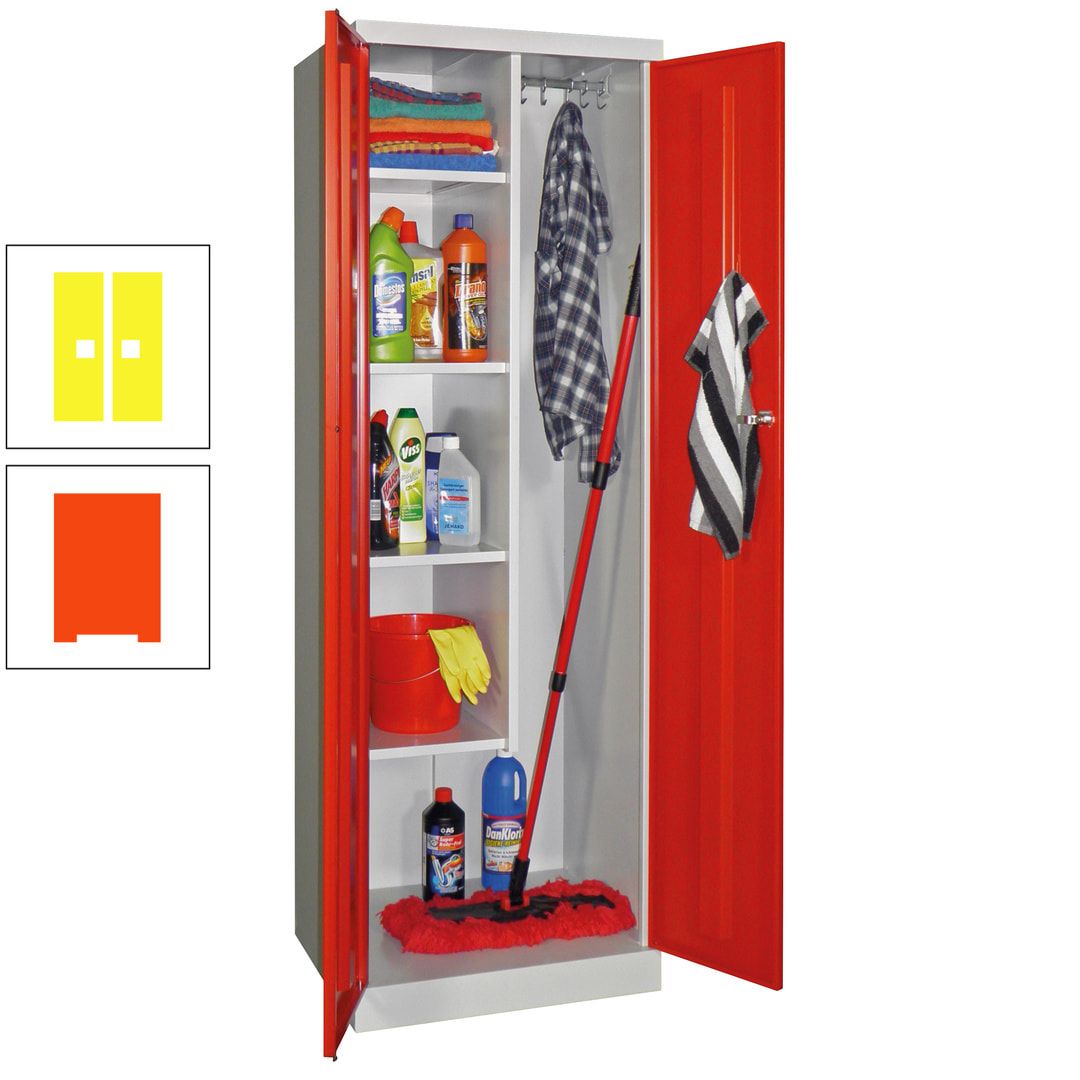 Putzschrank mit Sockel - 1 Abteil mit Trennwand - 1.800x600x500 mm (HxBxT) - Zylinderschloss - anthrazitgrau