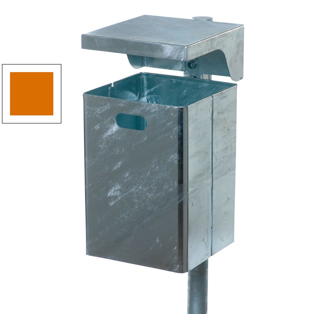 Abfallbehälter rechteckig mit Haube, Wand- oder Pfostenbefestigung, 600 x 310 x 360 mm (HxBxT), anthrazitgrau, Kommunal Abfalleimer