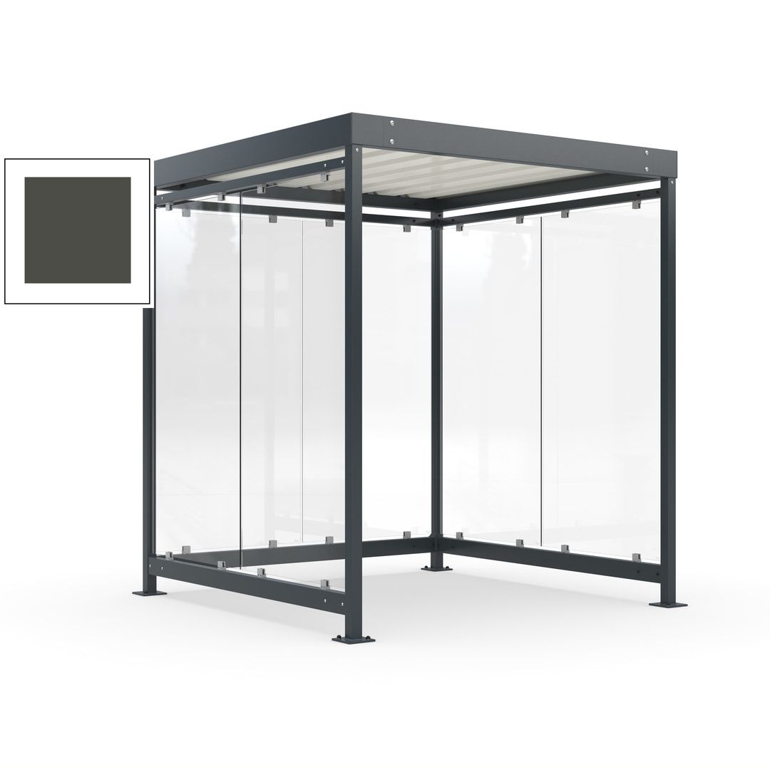 Raucherunterstand, Bushaltestelle, Bausatz, 6-7 Personen, 6 Wände, 2.510 x 2.165 x 2.165 mm (HxBxT), Achatgrau