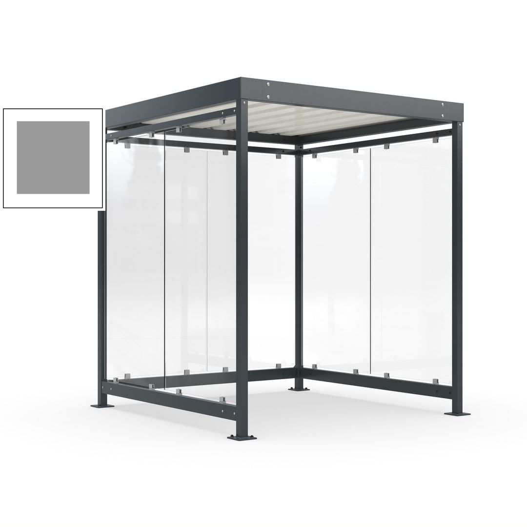 Raucherunterstand, Bushaltestelle, Bausatz, 6-7 Personen, 6 Wände, 2.510 x 2.165 x 2.165 mm (HxBxT), Achatgrau