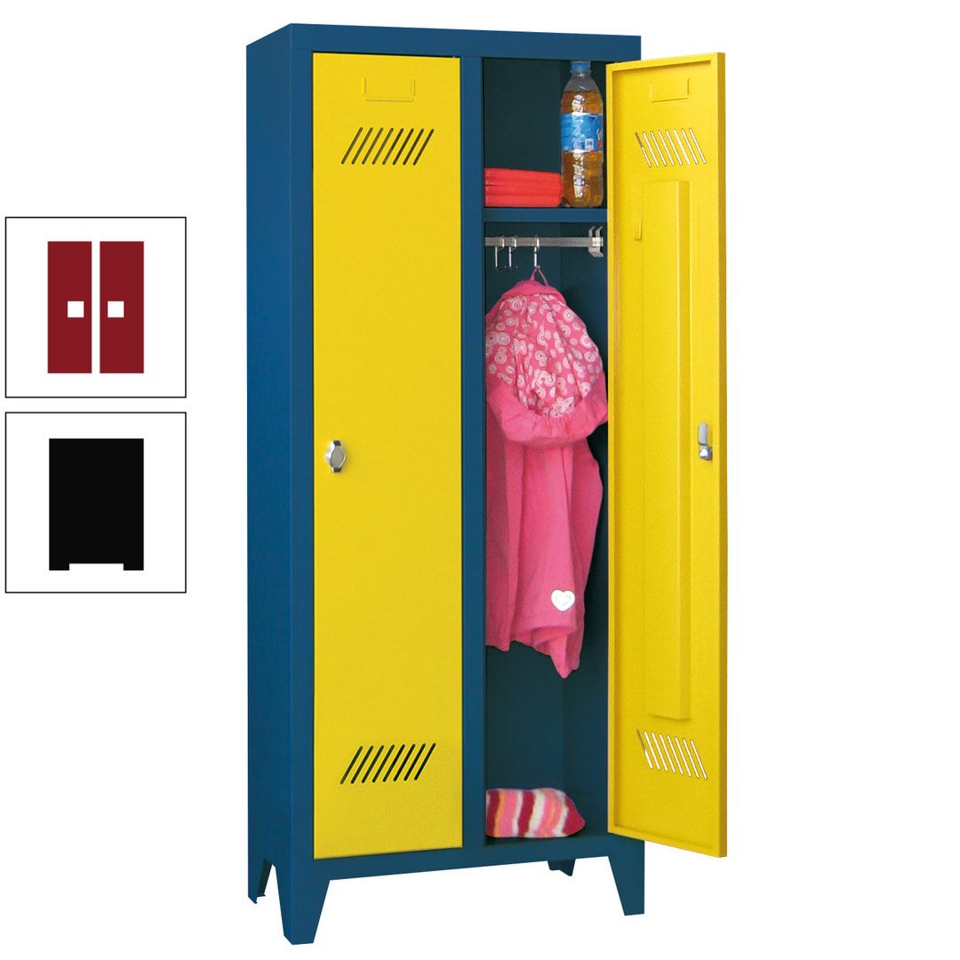 Spindschrank f. Kindergärten - mit Füßen - Höhe 1.300 mm - 2 Abteile a 250 mm - Zylinderschloss - anthrazitgrau