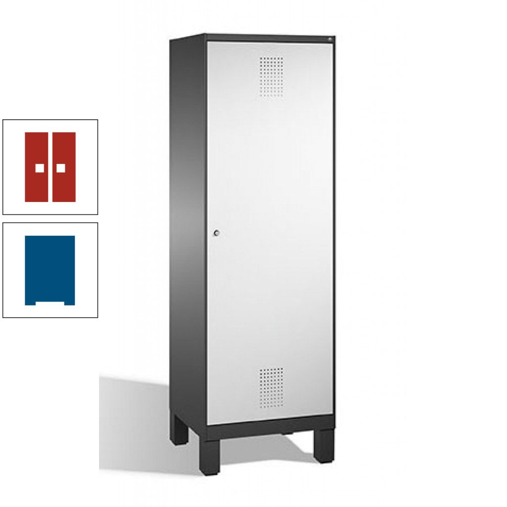 Doppel-Spind, Garderobenschrank, 1 Tür für 2 Abteile a 300 mm, Korpus anthrazitgrau, Türen anthrazitgrau, 1.850 x 600 x 500 mm (HxBxT)
