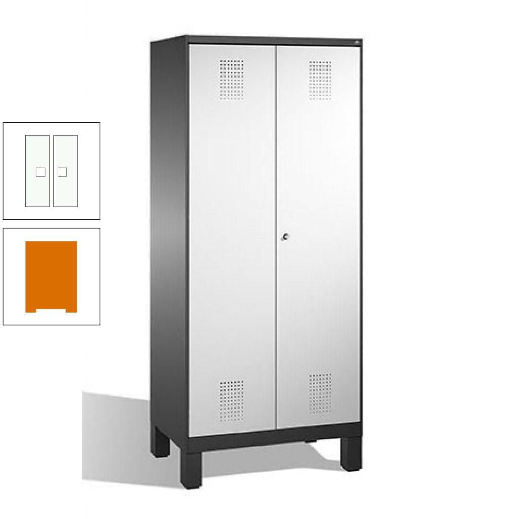 Mehrzweckschrank, Doppeltüren, auf Füßen, 2 Abteile a 400 mm, Korpus anthrazitgrau, Tür anthrazitgrau, 1.850 x 800 x 500 mm (HxBxT)