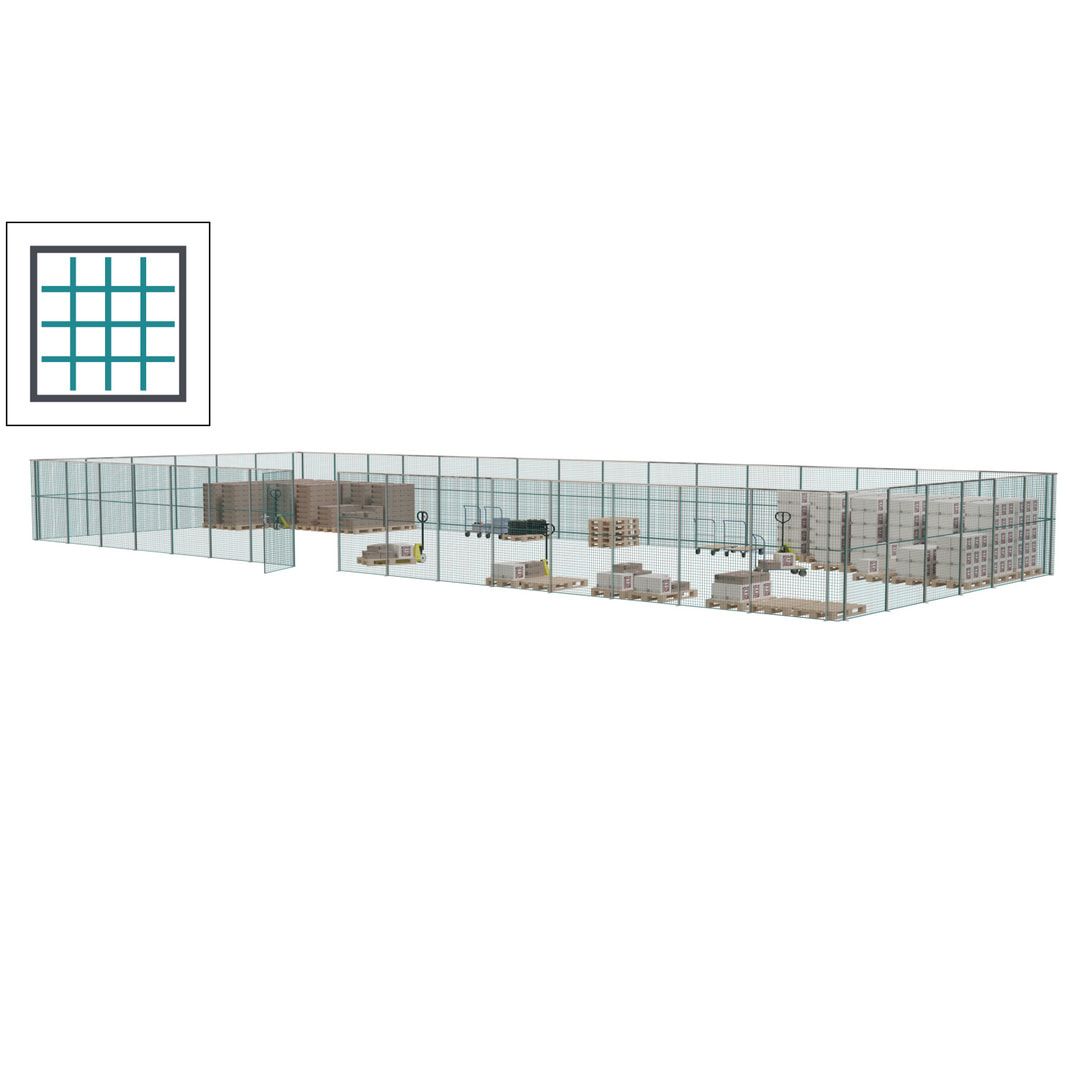 Maschinen Schutzgitter - Hallentrennwand - Sicherheitszaun - Tür - 66 m - 2.200 x 24.400 x 9.400 mm (HxBxT) - enzianblau