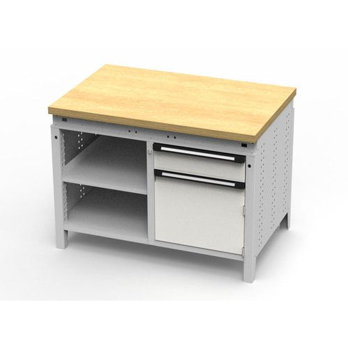 OTTOKIND Werkbank - bündige Arbeitsplatte - 850 x 1.150 x 750 mm (HxBxT) - 1 Schublade - Schrank - 2 Ablageböden - lichtgrau