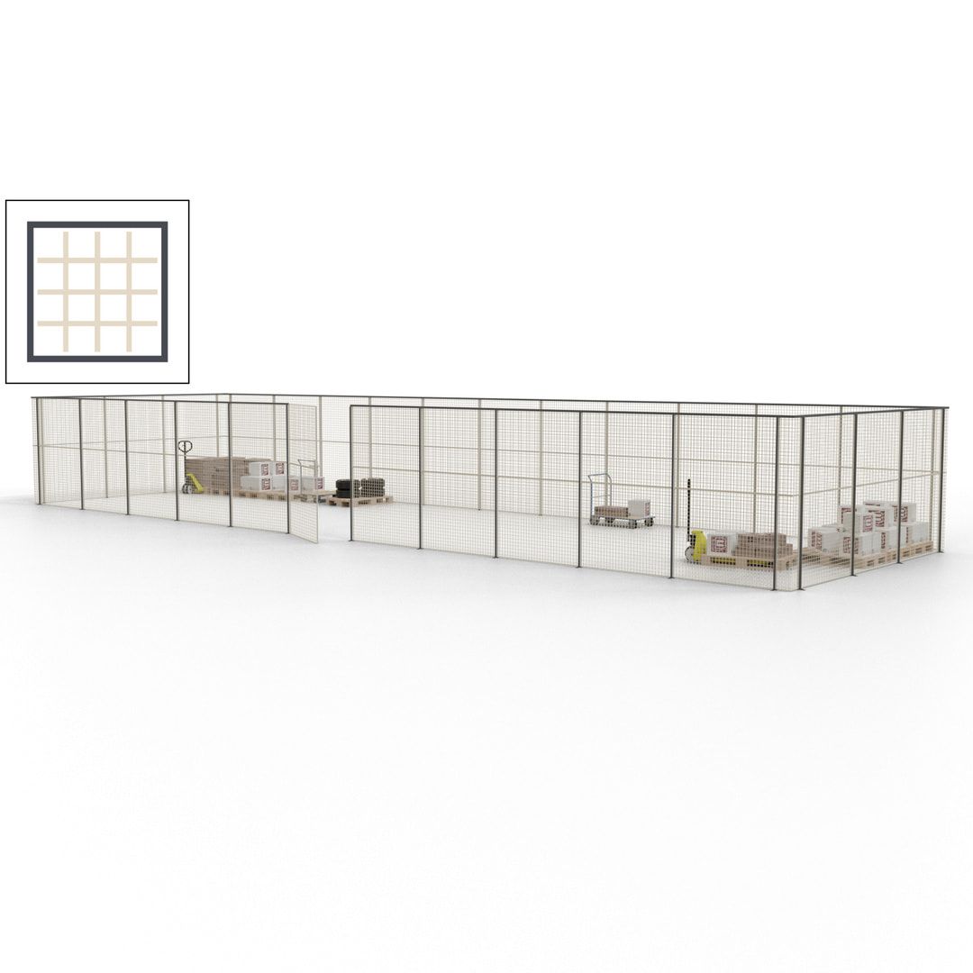 Maschinen Schutzgitter - Hallentrennwand - Sicherheitszaun - Tür - 42 m - 2.200 x 16.900 x 4.900 mm (HxBxT) - enzianblau