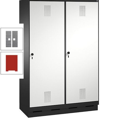 Doppel-Spind, Garderobenschrank, 2 Türen für 4 Abteile a 300 mm, Korpus anthrazitgrau, Türen anthrazitgrau, 1.800 x 1.200 x 500 mm (HxBxT)