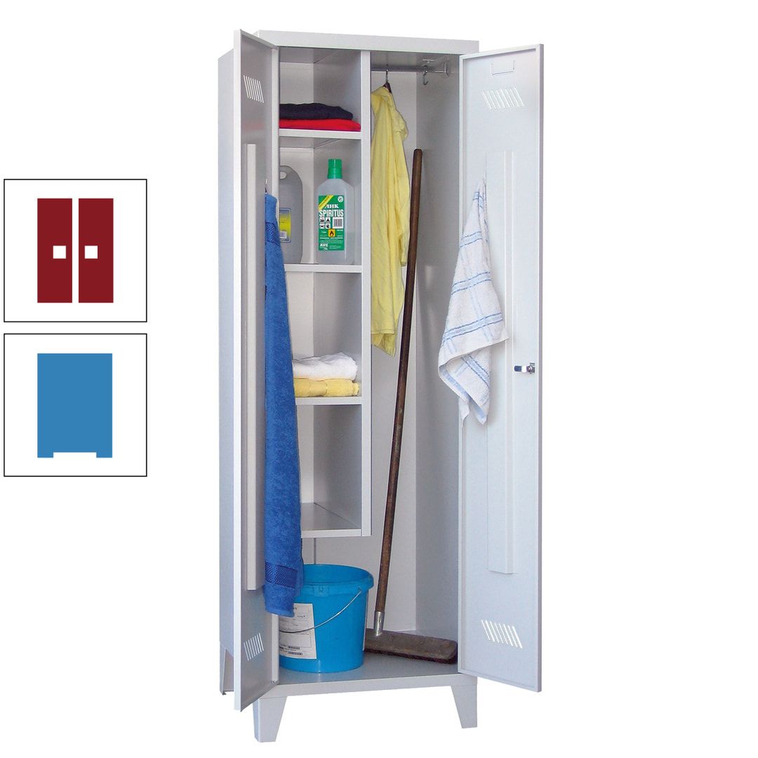 Putzschrank mit Füßen - 1 Abteil mit Trennwand - 1.850x600x500 mm (HxBxT) - Drehriegel - anthrazitgrau