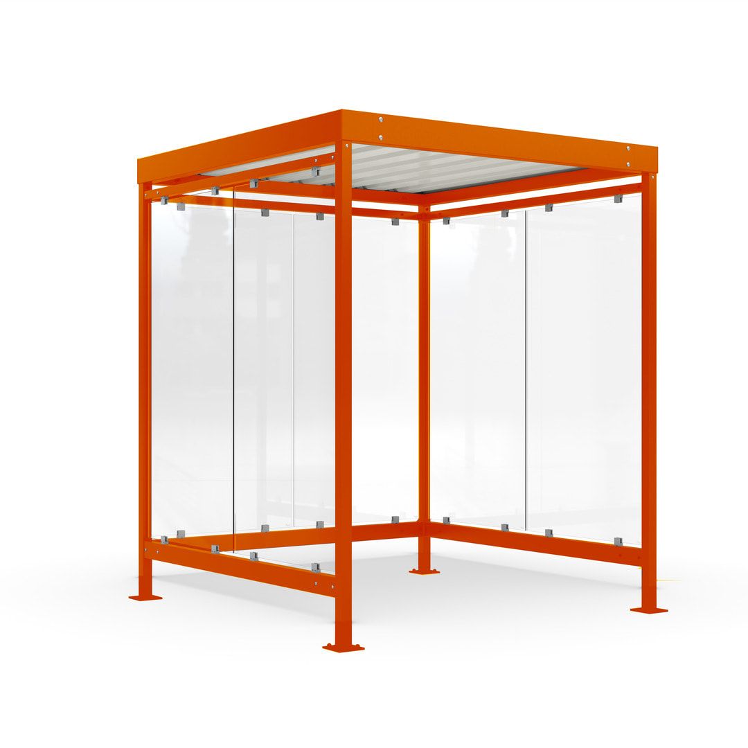 Raucherunterstand, Bushaltestelle, 6-7 Personen, 6 Wände, 2.510 x 2.165 x 2.165 mm (HxBxT), braunrot