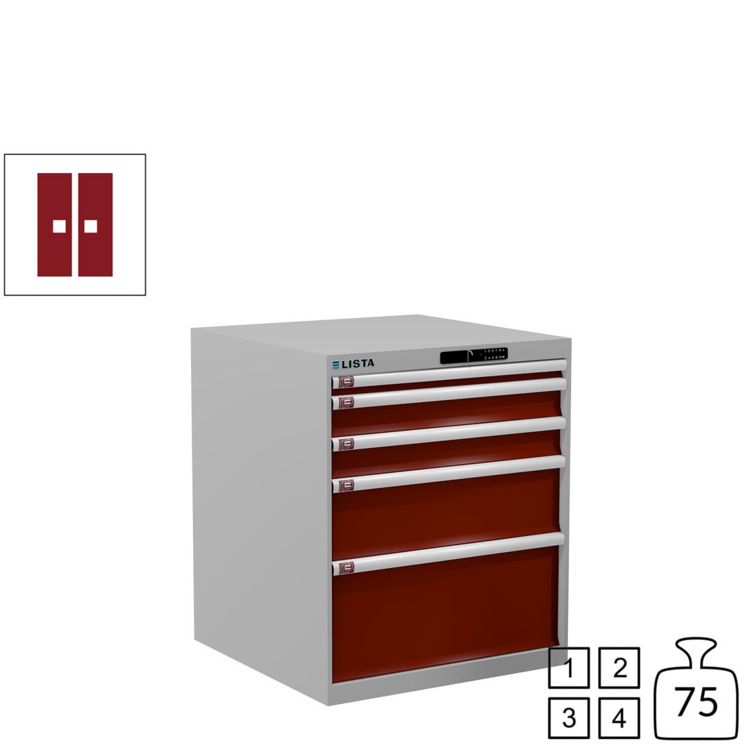 Lista Schubladenschrank - 14.411.010 - 850x717x725 mm (HxBxT) - 5 Schubladen - 75 kg - Key Lock - lichtblau (RAL 5012)