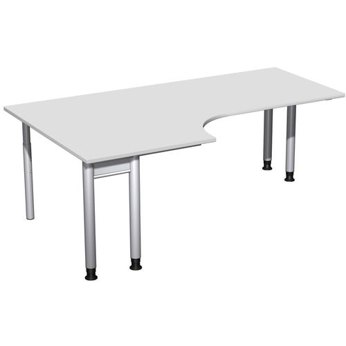Eckschreibtisch, Eckteil 800 mm, links, Füße einseitig verkürzt, 4-Fuß Pro, höhenverstellbar, 680-800 x 1.600 x 1.200 mm (HxBxT), Dekor Ahorn