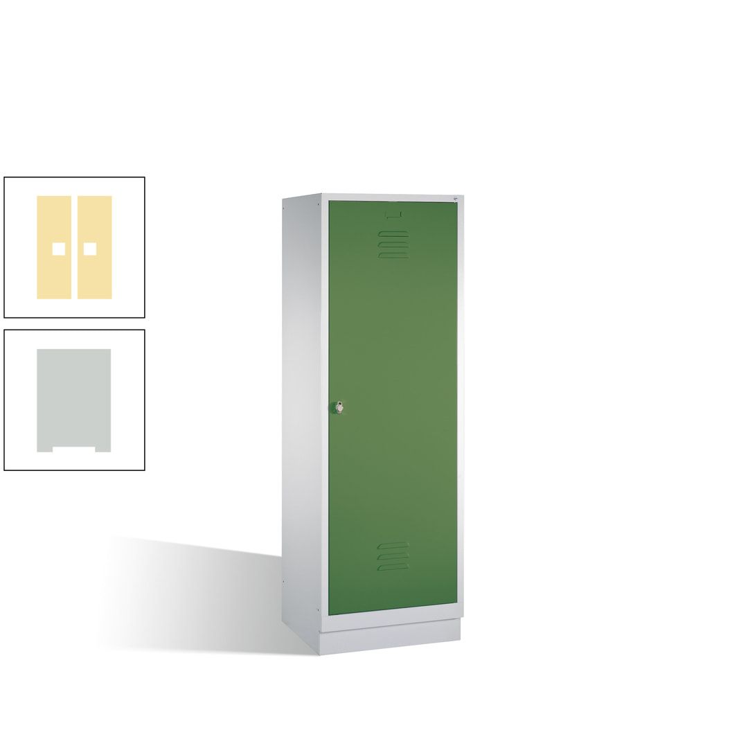 Doppel-Spind mit Großtür, Garderobenschrank mit Sockel, 2 Abteile a 300 mm, Korpus anthrazitgrau, Tür anthrazitgrau, 1.800 x 610 x 500 mm (HxBxT)