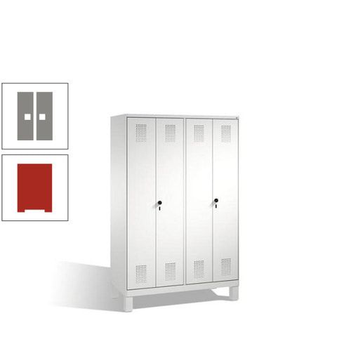 Doppel-Spind, Doppeltüren, Garderobenschrank mit Füßen, 4 Abteile a 300 mm, Korpus anthrazitgrau, Tür anthrazitgrau, 1.850 x 1.200 x 500 mm (HxBxT)