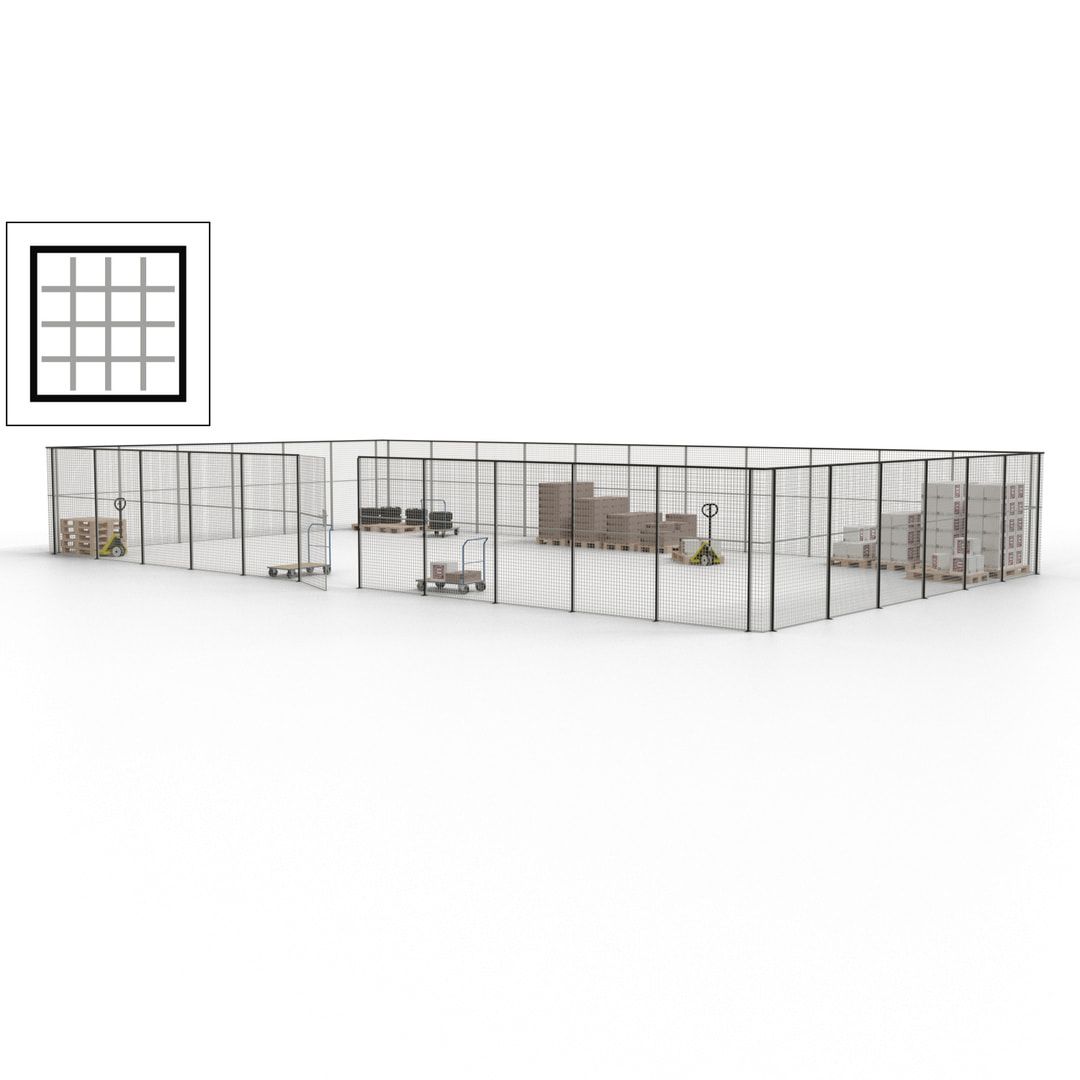 Maschinen Schutzgitter - Hallentrennwand - Sicherheitszaun - Tür - 51 m - 2.200 x 16.900 x 9.400 mm (HxBxT) - enzianblau