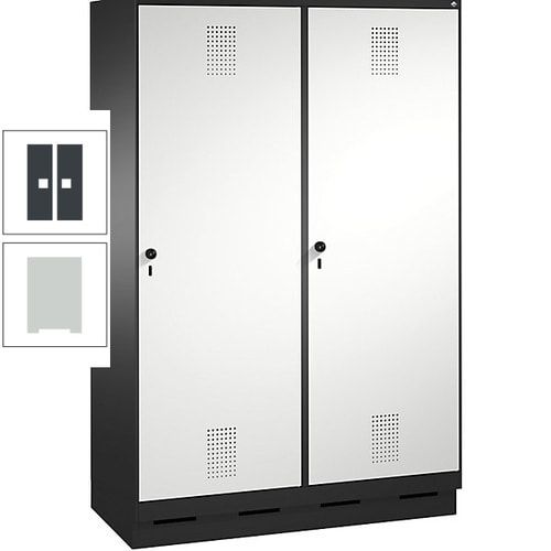 Doppel-Spind, Garderobenschrank, 2 Türen für 4 Abteile a 300 mm, Korpus anthrazitgrau, Türen anthrazitgrau, 1.800 x 1.200 x 500 mm (HxBxT)