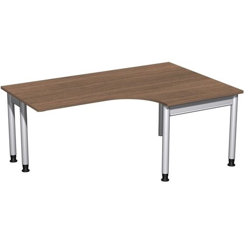 Eckschreibtisch, Eckteil 800 mm, rechts, Füße einseitig verkürzt, 4-Fuß Pro, höhenverstellbar, 680-800 x 1.600 x 1.200 mm (HxBxT), Dekor Ahorn