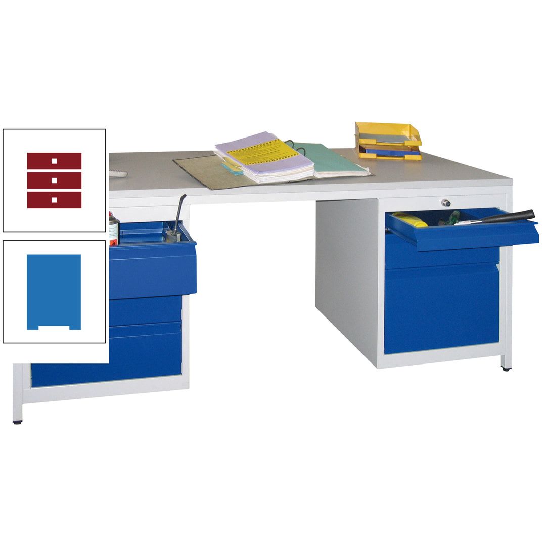 Meisterschreibtisch - 6 Schubladen, 75 / 125 / 150 / 175 / 300 mm - 720 x 1.700 x 800 mm (HxBxT) - anthrazitgrau