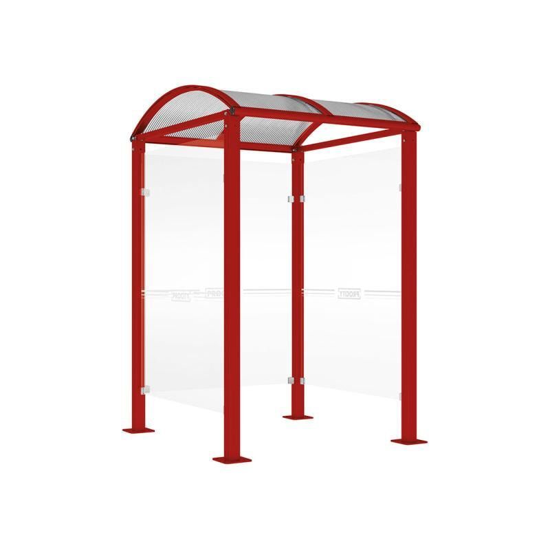 Automatenüberdachung, Automatendach, Polycarbonatdach, feuerverzinkt, UV-Schutz, Bodenplatten, 2.500 x 1.560 x 1.560 mm (HxBxT), Farbe enzianblau