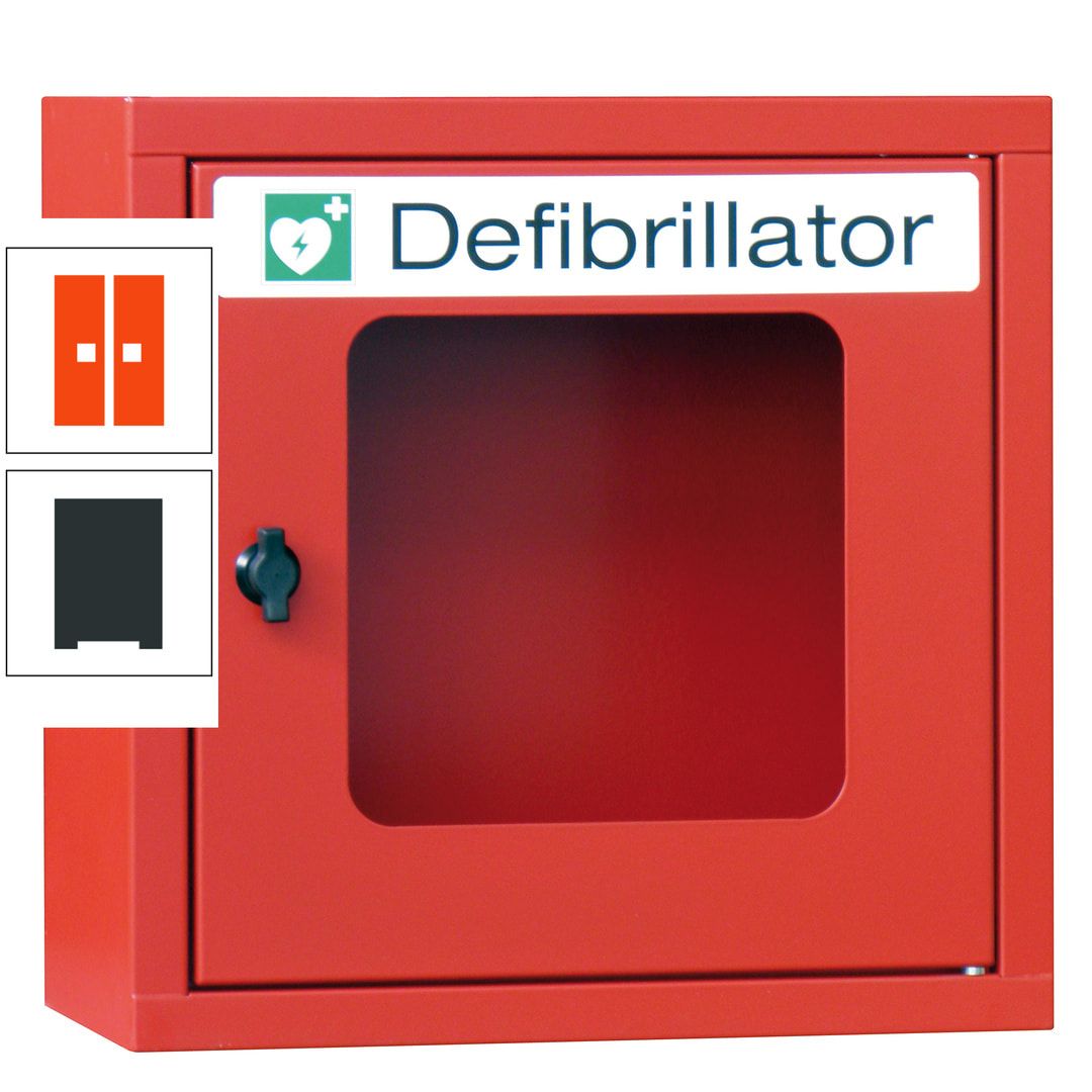 Defibrillatorenschrank - 400 x 400 x 200 mm (HxBxT) - Sichtfenster - anthrazitgrau