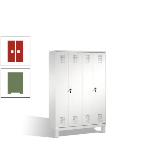 Doppel-Spind, Doppeltüren, Garderobenschrank mit Füßen, 4 Abteile a 300 mm, Korpus anthrazitgrau, Tür anthrazitgrau, 1.850 x 1.200 x 500 mm (HxBxT)