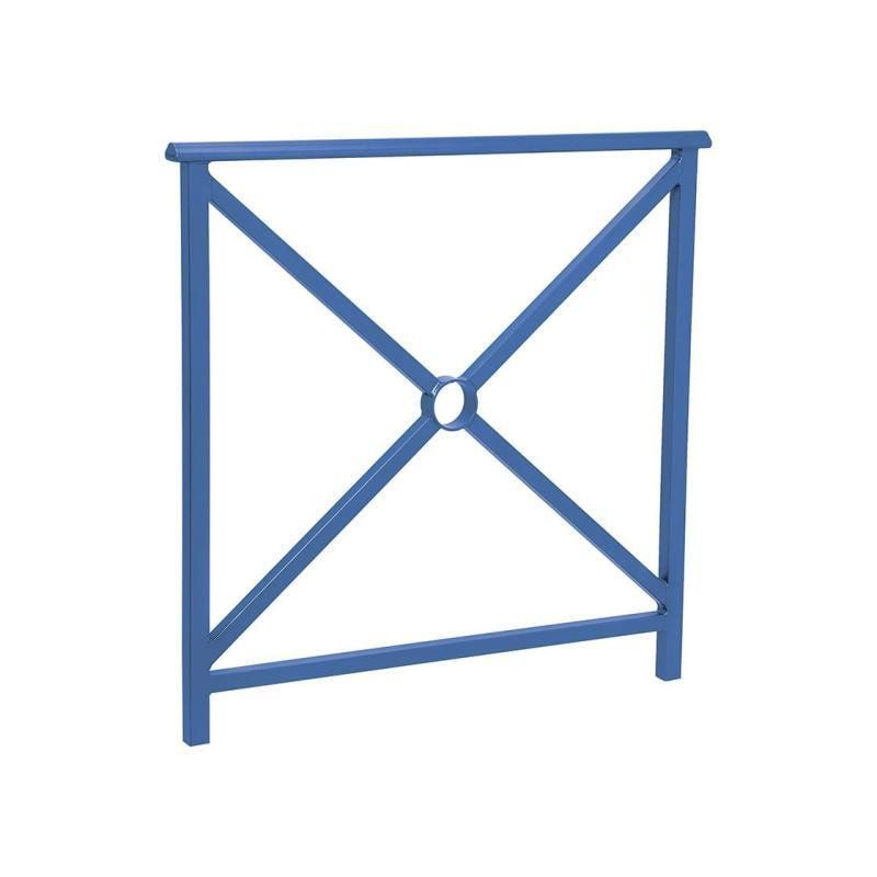 Geländer Kreuz und Kreis - 1.000 x 1.000 mm - abgerundeter Handlauf - Farbe enzianblau - Außengeländer Systemgeländer