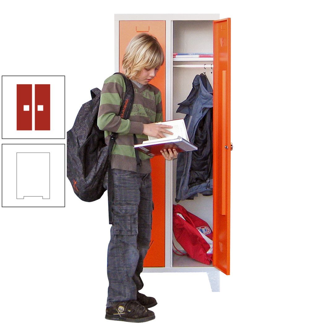 Spindschrank f. Schulen - mit Füßen - Höhe 1.600 mm - 3 Abteile a 300 mm - Drehriegel - anthrazitgrau