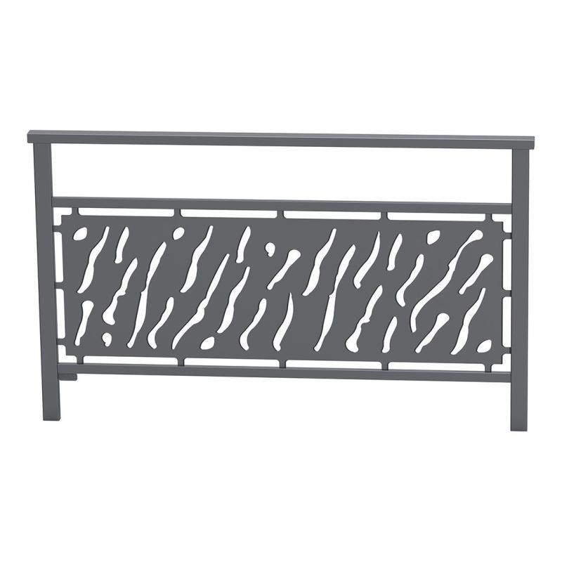 Geländer gestanztes Blech, 900 x 1.500 mm, Farbe enzianblau, eckiger Handlauf, Außengeländer, Systemgeländer