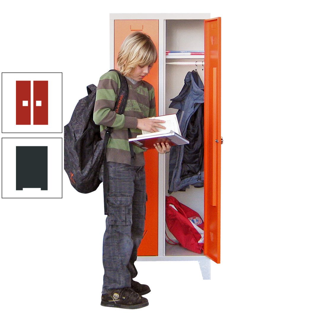 Spindschrank f. Schulen - mit Füßen - Höhe 1.600 mm - 3 Abteile a 300 mm - Drehriegel - anthrazitgrau
