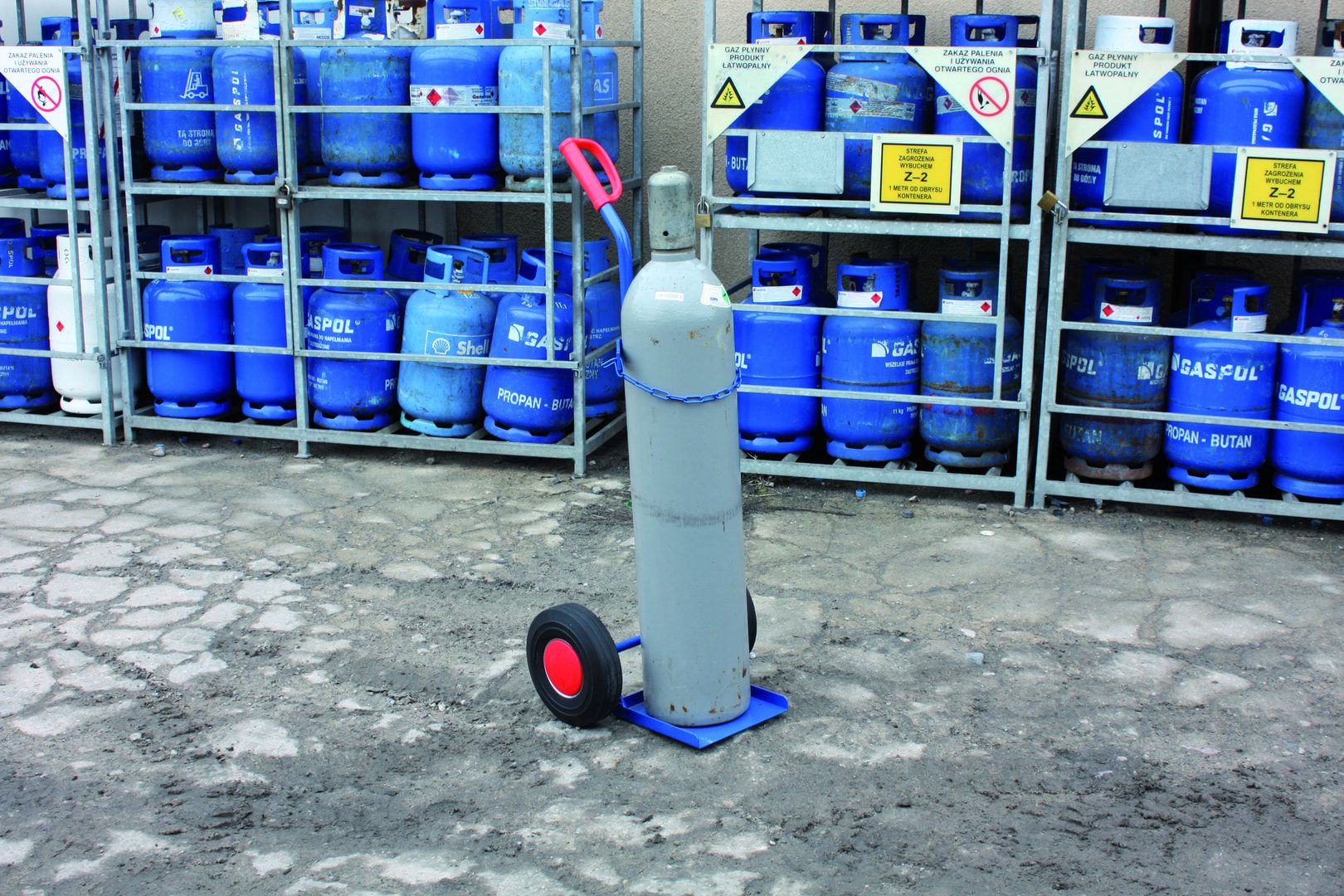 Stahlflaschenkarre - 100 kg Traglast - für 33 kg Gasflaschen geeignet - Luft