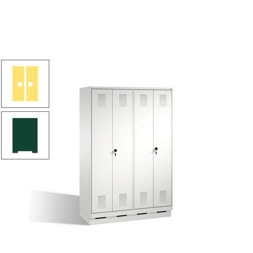 Doppel-Spind, Doppeltüren, Garderobenschrank mit Sockel, 4 Abteile a 300 mm, Korpus anthrazitgrau, Tür anthrazitgrau, 1.800 x 1.200 x 500 mm (HxBxT)