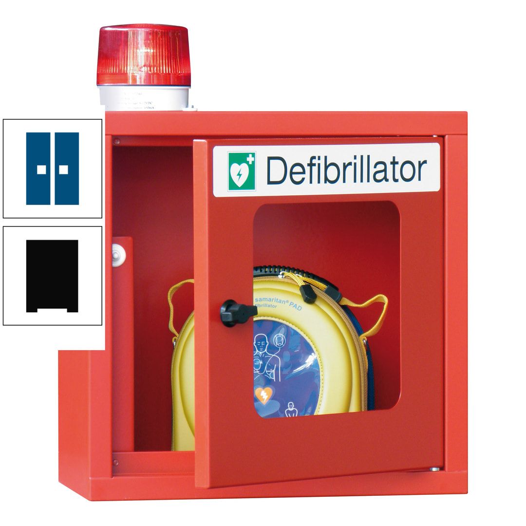 Defibrillatorenschrank mit akustischem und optischem Alarm - 490 x 400 x 200 mm (HxBxT) - Sichtfenster - anthrazitgrau
