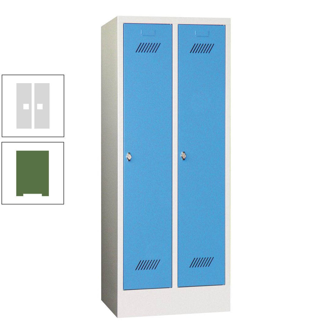 Spindschrank f. Schulen - mit Sockel - Höhe 1.600 mm - 2 Abteile a 300 mm - Drehriegel - anthrazitgrau