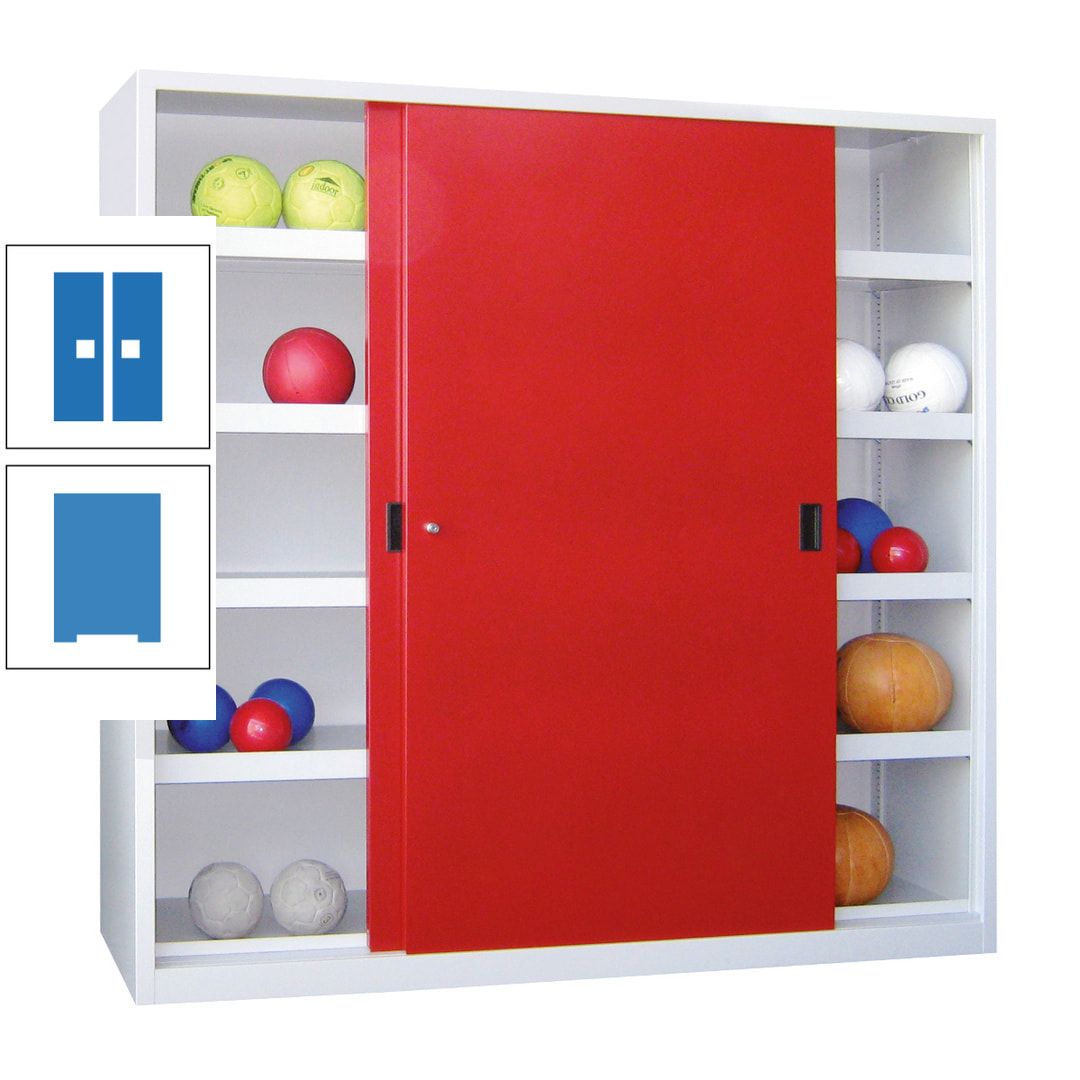 Ballschrank - Schiebetüren - Trennwand - 8 Böden - 1.950x1.500x600 mm (HxBxT) - anthrazitgrau